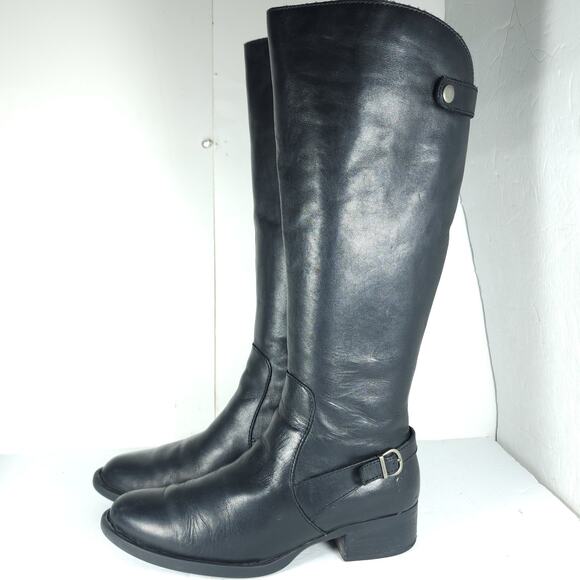Born Women's US7,5M Leather Side Zip Wide Calf Equestrian Riding Boots - Picture 2 of 16
